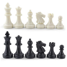 Dinobros Chess Pieces Only Magnetic Plastic Chessman Set For Replacement Of Missing Pieces - Complete Set Of 32 Unweighted Game Pawns