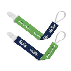 Babyfanatic Officially Licensed Unisex Pacifier Clip 2-Pack - Nfl Seattle Seahawks - Officially Licensed Baby Apparel