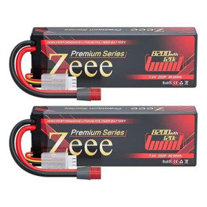 Zeee Premium Series 2S 8200Mah Lipo Battery 7.4V 120C Hard Case Batteries With Deans T Connector For Rc Car Truck Rc Truggy Rc Boat Helicopter(2 Pack)