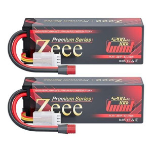 Zeee Premium Series 3S Lipo Battery 5200Mah 11.1V 100C Hard Case Battery With Deans T Connector For Rc Car Boat Truck Helicopter Airplane Racing Models(2 Pack)