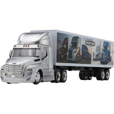 Wheel Master Freightliner Cascadia Tractor Trailer Play Toy Truck Vehicle For Kids, Freightliner Design, With Functions, Pre Built Semi, Realistic Look And Openable Doors Great Gift For Children