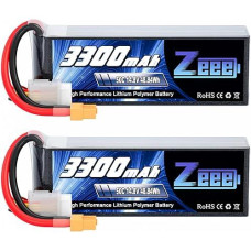 Zeee 14.8V 4S Lipo Battery 50C 3300Mah Soft Case Battery With Xt60 Plug For Rc Airplane Helicopter Rc Boat Uav Drone Fpv Rc Car Truck Boat(2 Packs)