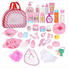 Fash N Kolor Doll Feeding Set | Set Includes Baby Doll Accessory'S, Doll Diapers, Diaper Bag (38)