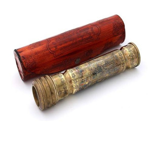 Us Handicrafts Handmade Brass Kaleidoscope With Leather Case - Vintage Look - Antique Finish - Nautical For Friends Family And Children - 3D Mirror Lens