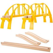 Orbrium Super Long Double Span Arch Bridge Almost 5 Ft Long For Wooden Railway Wood Train Tracks Compatible With Thomas, Brio, Chuggington, Melissa And Doug, Imaginarium Wooden Train