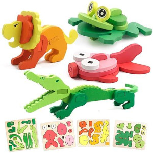 Toddlers Puzzles, 4 Pcs Montessori Early Learning Toys For Kids Ages 2-4 Years Old, Educational Preschool Animals Toys Gifts For Boys And Girls 1 2 3 4 5