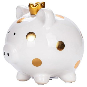 Yjnsft Piggy Bank For Girls, Small Ceramic Toddler Money Saving Bank For Boys, Porcelain Decor Coin Box, Little Decoration Pig Money Container, Unique Birthday Christmas New Year Gift For Kids (White)