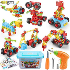 Couomoxa Building Toys, 404 Pieces Stem Toys Kit Creative Construction Engineering Learning Set For 5, 6, 7, 8+ Year Old Boys&Girls Best Toy Gift For Kids |Take-A-Part Building Blocks