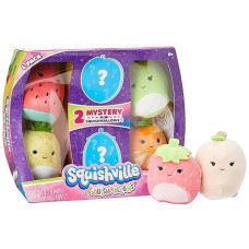 Squishville Squishmallows Mystery Mini Plush Fruit Squad, Six 2” Soft Minimallow Fruit Plush, Irresistibly Soft Colourful Fruits, Mini Peach, Pineapple, And Watermelon Squishmallows