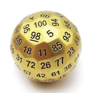 Bescon Solid Metal 100 Sided Dice, Game Dice D100, Giant Polyhedral Metal 100 Sides Dice 50Mm In Diameter (1.97In), Matt Golden