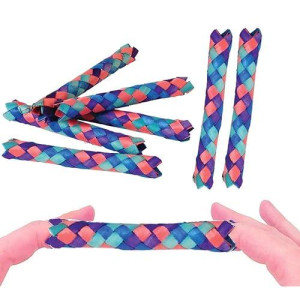 Zugar Land Cool Colorful Classic Bamboo Chinese Finger Traps (5") For Kids And Adults. (Dark - Multi Color (24 Pack))