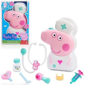 Peppa Pig Checkup Case Set With Carry Handle, 8-Piece Doctor Kit For Kids With Stethoscope, Kids Toys For Ages 3 Up By Just Play