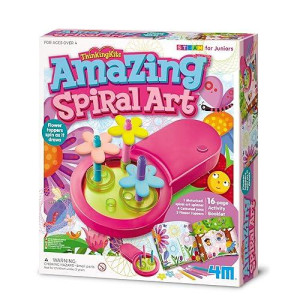 4M Toysmith, Thinking Kits Amazing Spiral Art From Steam For Juniors, Flower Toppers Spin As The Motorized Art Spinner Draws 16-Page Full Color Activity Book Included, Ages 4+