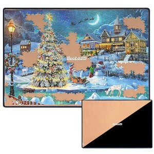 Becko Us Jigsaw Puzzle Board Portable Puzzle Mat For Puzzle Storage Puzzle Saver, Up To 1000 Pieces, Non Slip Surface (Khaki/Black)