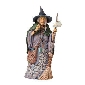 Enesco Jim Shore Heartwood Creek Witch With Broom And Skull Halloween Figurine 6009507