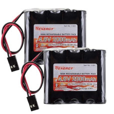 Tenergy 2 Pack Nimh Receiver Rx Battery With Hitec Connectors 4.8V 2000Mah High Capacity Rechargeable Battery Pack For Rc Receivers, Rc Aircrafts And More