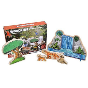 Wild Republic, Woodkins Rainforest Wooden Playset, Gift For Kids, Great For Innovative Play, Eco Friendly, Five Piece Boxed Set