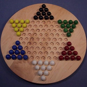 Charlies Woodshop The Puzzle-Man Toys W-1931 Wooden Marble Game Board - Chinese Checkers Oiled 18 In. Circle - Hard Maple