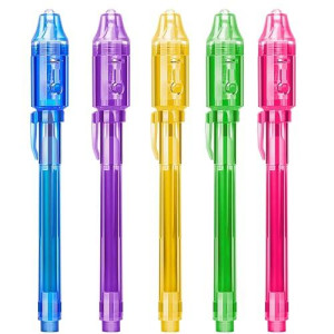 Stenda Invisible Spy Ink Pen 5 Pcs, With Uv Pen Light, Party Favors For Kids 8-12, Stocking Stuffers For Christmas, Provide Thanksgiving, Halloween For Boys Girls Goodie Bag