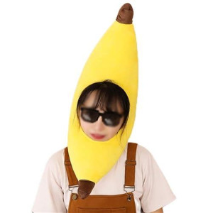 Warmtree Cute Plush Hat Funny Novelty Plush Animal Fruit Hat Mask Cap Photo Props Dress Up Hat Cosplay Halloween Party Costume Headgear (Banana)