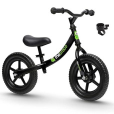 The Original Croco Ultra Lightweight And Sturdy Balance Bike.3 Models For 2, 3, 4, And 5-Year-Old Kids. Unbeatable Features. Toddler Training Bike, No Pedal (Very Black, Sturdy 12 Inch)