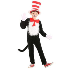 Cat In The Hat Kids Costume Medium Black