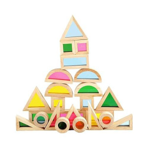 Xylolin Rainbow Wooden Building Blocks Set for Toddlers 24 pcs