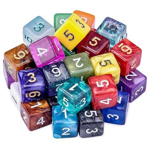 Austor 35 Pieces Dices 6 Sided Polyhedral Dice Set Mixed Color 6 Sides Dice Assortment With A Black Velvet Storage Bag For Dnd Rpg Mtg Table Games