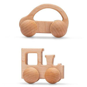 Promise Babe Wooden Rattle Push Car Toys Set for Infants