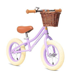 Aceger 12" Kids Balance Bike With Basket, No Pedal Toddler Bicycle For Early Learning Leg Strength And Steady Balancing, Durable Frame&Tool-Free Adjustable Seat, Gift Bike For 2-5 Kids