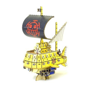 Wa-Gu-Mi One Piece Trafalgar Law Submarine Model - One Piece Model Kit Series - Japanese Miniature Wooden 3D Puzzle - Fun Diy Wood Craft Kits For Adults