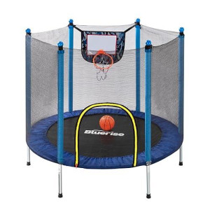 Bluerise 55In Toddler Trampoline For Kids Indoor Play For Kids Trampoline Basketball Hoop Attachment With Enclosure Net Easy To Assemble Recreational Trampoline