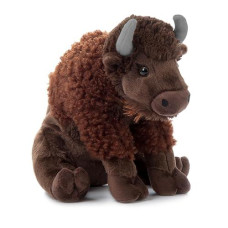 The Petting Zoo Bison Stuffed Animal, Gifts For Kids, Wild Onez Zoo Animals, Sitting Bison Plush Toy 12 Inches