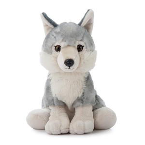 The Petting Zoo Wolf Stuffed Animal, Gifts For Kids, Wild Onez Zoo Animals, Grey Wolf Plush Toy 12 Inches