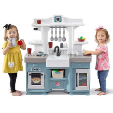 Step2 Timeless Trends Kids Kitchen Playset, Indoor/Outdoor Kitchenette, Interactive Play With Lights And Sounds, Made Of Durable Plastic, Includes 21 Piece Toy Accessories, For Toddlers 2+ Years Old