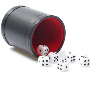 RERIVER Lake Blue Leatherette Dice Cup Set with 6 Dice