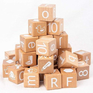 ANWoRLeT Wooden ABC Building Blocks Set for 3+ Years