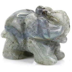 Ouubuuy Labradorite Crystal Elephant Pocket Guardian Figurine Elephant Statue 1.5 Inch For Healing Reiki Spiritual Gift Cute Meditation Office Room Desk Decor