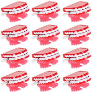 Happy Deals ~ Wind Up Chatter Teeth | 12 Pack | 1.75 Inch Chattering Walking Toys