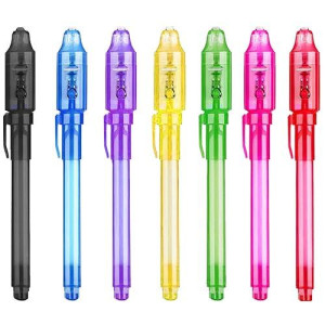 Zunteng Invisible Ink Pen,7Pcs Spy Pen,Invisible Disappearing Ink Pen With Uv Light Fun Activity Entertainment For Secret Message And Kids Goodies Bags Toy (7)