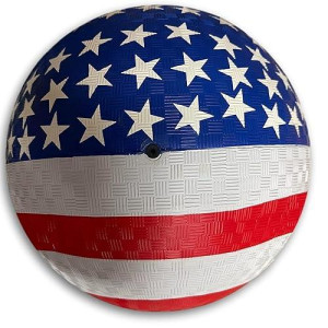 Toys+ 8.5 Inch Playground Balls Red, Blue, Green, Yellow And Rainbow! (1 Ball, Usa Flag)