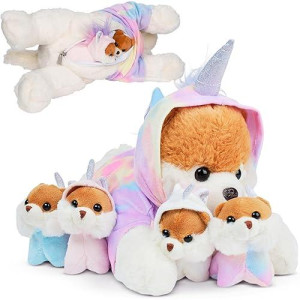 PixieCrush Rainbow Unicorn Hoodie Stuffed Dog for Girls