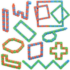 Yeetec 12 Pack 24 Links Wacky Tracks Snap And Click Fidget Toys, Finger Sensory Toys, Snake Puzzles For Stress Relief, Party Bag Fillers, Party Favours, Random Color