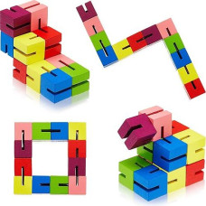 Wooden Toy Twist Block Cubes Puzzle Sensory Toys For Teens Party Favors For Boys And Girls (6 Pieces)