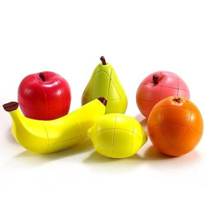 Yealvin Speed Cube Set, 3D Fruit Cube Set Of Peach Lemon Orange Banana Apple And Pear Magic Cube Bundle Children'S Educational Toys Puzzle Cube Brain Teaser 6 Pack