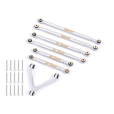 Rzxylrc Aluminum Alloy Rod Link Suspension Linkage Kit For 1/24 Rc Crawler Car Scx24 Deadbolt Axi90081 Axi00004 Upgrades (Silver)