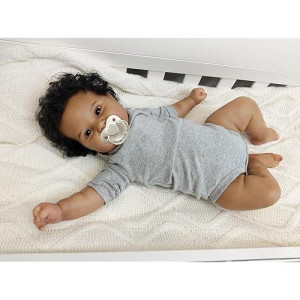 Angelbaby Lifelike African American Reborn Baby Doll Boy Black, 20 Inch Real Life Soft Silicone Weighted Smile Newborn Baby Doll With Clothes For Kids Toys