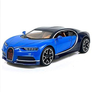 1:32 Bugatti Chiron Zinc Alloy Pull Back Car Diecast Electronic Toys With Lights And Music,Decorative,Mini Vehicles Toys For Kids,Boyfriend,Young Peoples Gift（Blue）