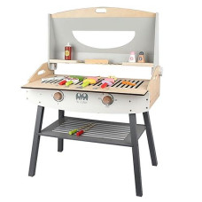 Kids Toyland Wooden Pretend Barbecue Grill Play Set, Play Kitchen Set Cooking Gift For Girls And Boys - Best For 3 4 5 Year Old Kids