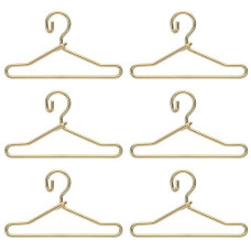 50Pcs Mini Clothes Hangers Metal Doll Clothes Dress Outfit Holders Wire Rack Stand For Miniature Dollhouse Gown Closets Toys Bedroom Accessories Golden 40Mm